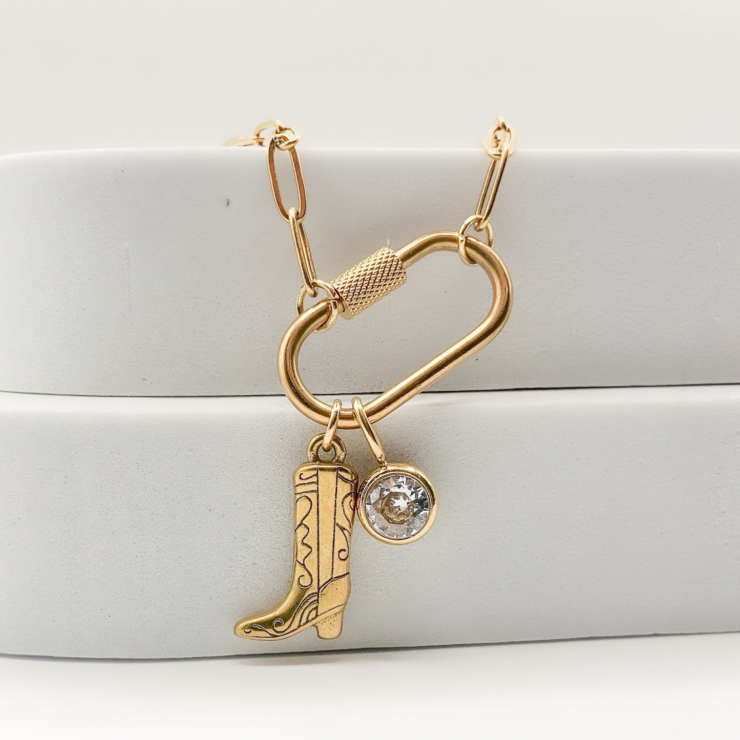 CALIDA - Collier Ă  BRELOQUES botte de cowboy & rhinestone