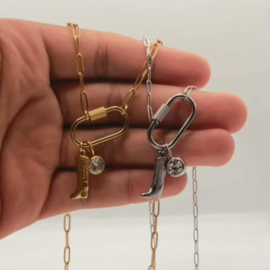 CALIDA - Collier Ă BRELOQUES botte de cowboy & rhinestone BYNOVANN