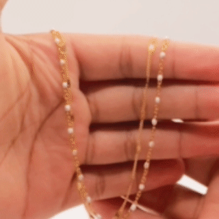 COSTA - Collier Ă DEUX CHAĂNES, blanc & or BYNOVANN