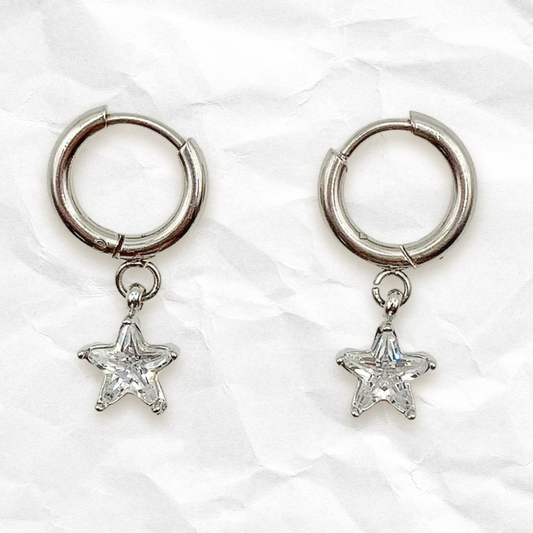 MINI ESTELA - Boucles d'oreilles pendentif ĂTOILE en Rhinestone BYNOVANN