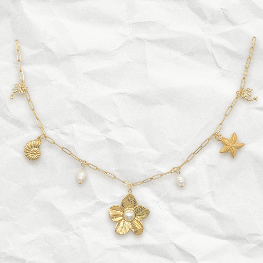 ROSALIA - Collier à BRELOQUES au style océan & floral