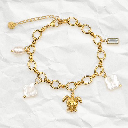 MAREA - Bracelet à BRELOQUES avec tortue et perles BYNOVANN