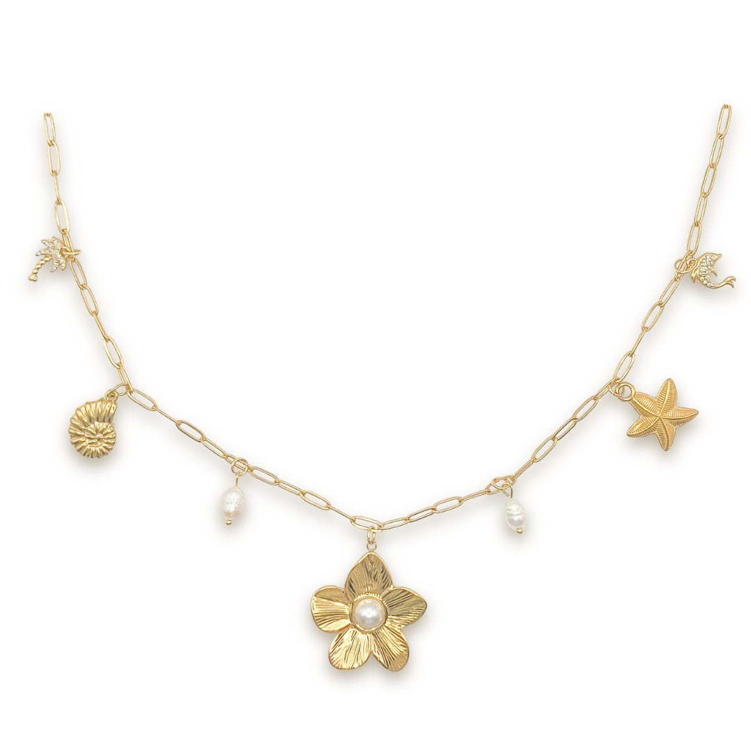 ROSALIA - Collier à BRELOQUES au style océan & floral BYNOVANN