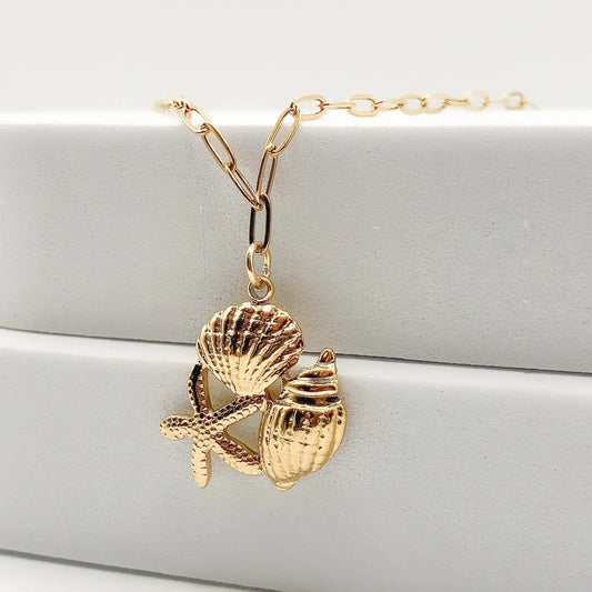 TROPICO - Collier avec pendentif coquillages & étoile de mer BYNOVANN