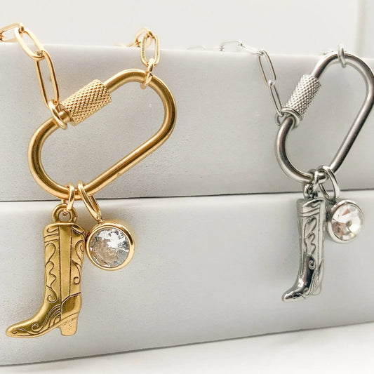 CALIDA - Collier à BRELOQUES botte de cowboy & rhinestone - BYNOVANN