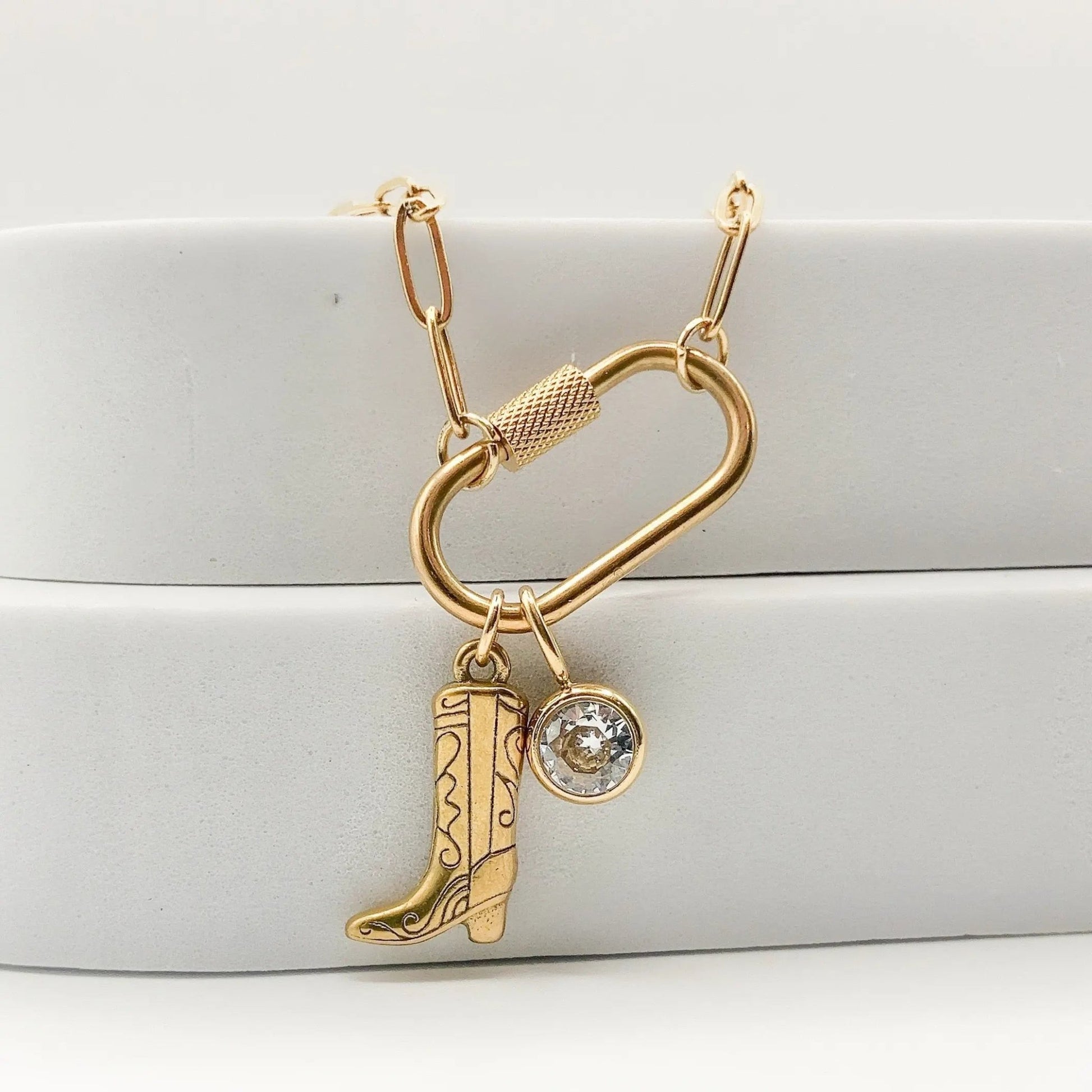 CALIDA - Collier à BRELOQUES botte de cowboy & rhinestone - BYNOVANN