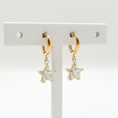 ESTELA - Boucles d’oreilles pendentifs étoiles en Rhinestone - BYNOVANN