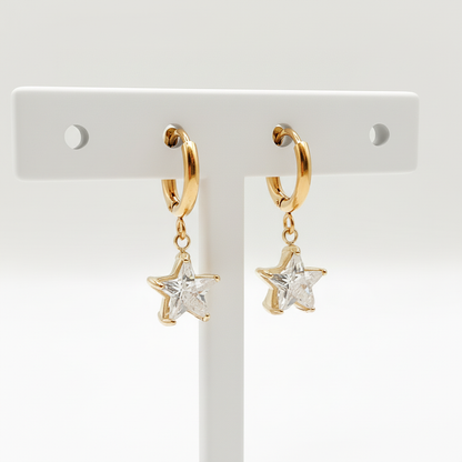 ESTELA - Boucles d’oreilles pendentifs étoiles en Rhinestone Bynovann
