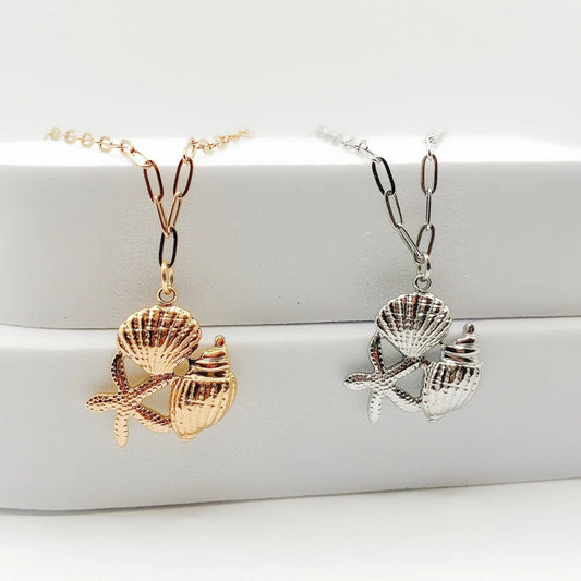 TROPICO - Collier avec pendentif coquillages & étoile de mer - BYNOVANN